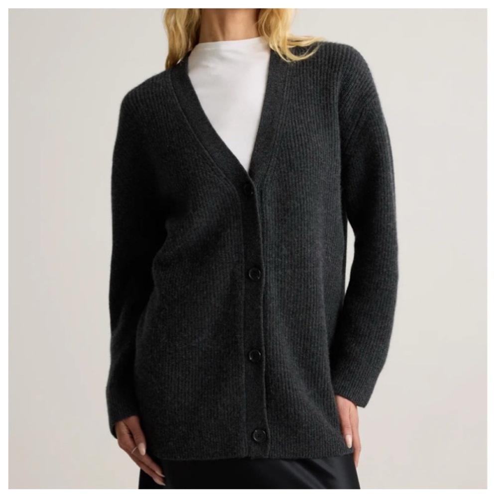 QUINCE Cashmere Oversized Boyfriend Cardigan Sweater LARGE NWT - Picture 4 of 14